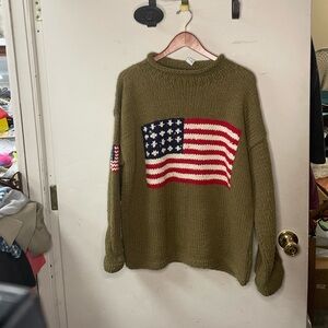100% virgin wool rolled cowl, American flag approx. medium oversized sweater